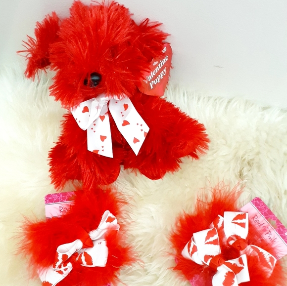 New Tag Red Hair clip. plush heart Key chain & More Valentine gift - Picture 4 of 4